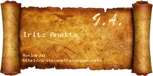 Iritz Anetta névjegykártya